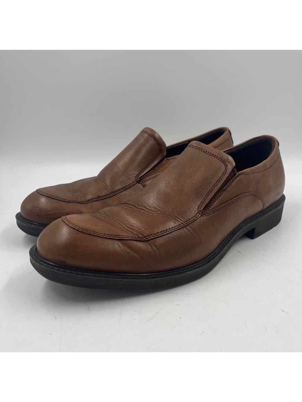 Ecco Men's Shoe Size 12 Caramel Leather Solid Loafers